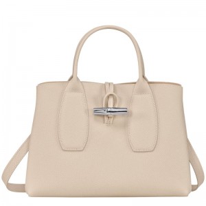 Borsa a Mano Donna Longchamp Roseau M Bianche | ZXCEB-4165