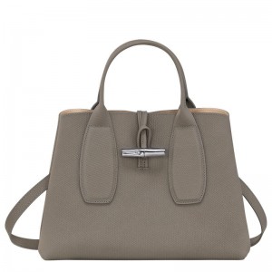 Borsa a Mano Donna Longchamp Roseau M Grigie | NUHOL-2109