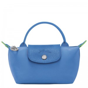 Pochette Donna Longchamp Le Pliage Green with handle Blu | XQIYS-3750