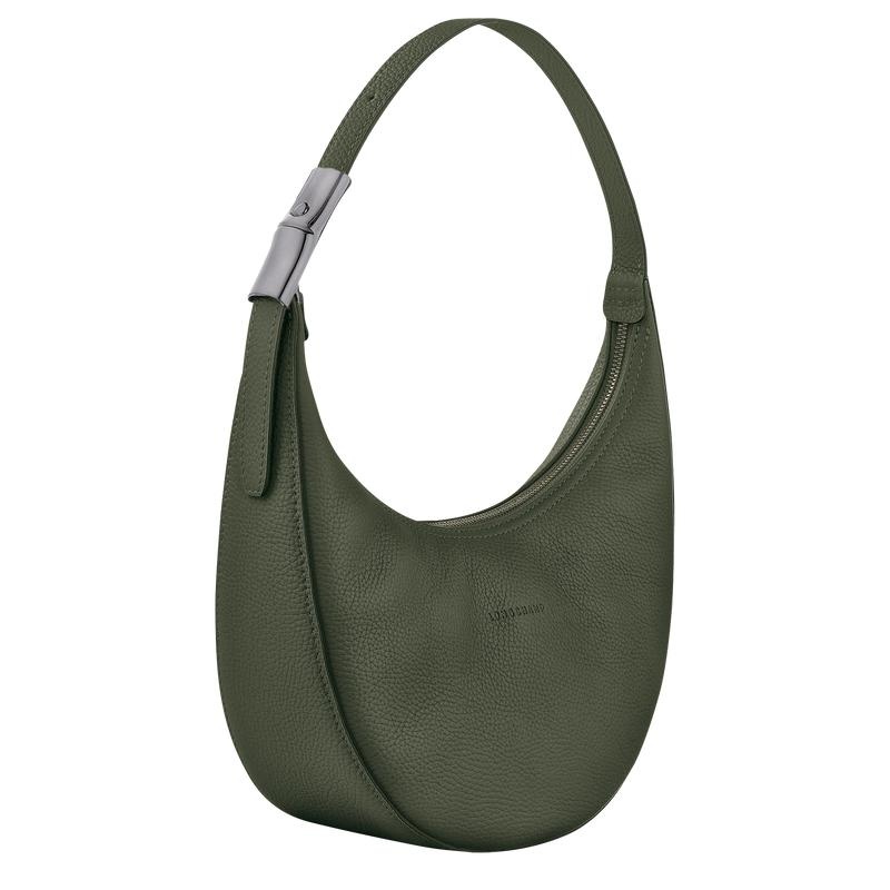 Borsa Hobo Donna Longchamp Roseau Essential M Khaki | IKVQH-8637