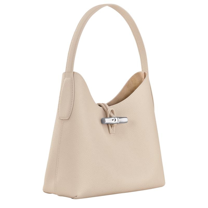 Borsa Hobo Donna Longchamp Roseau M Bianche | JPQRB-1843