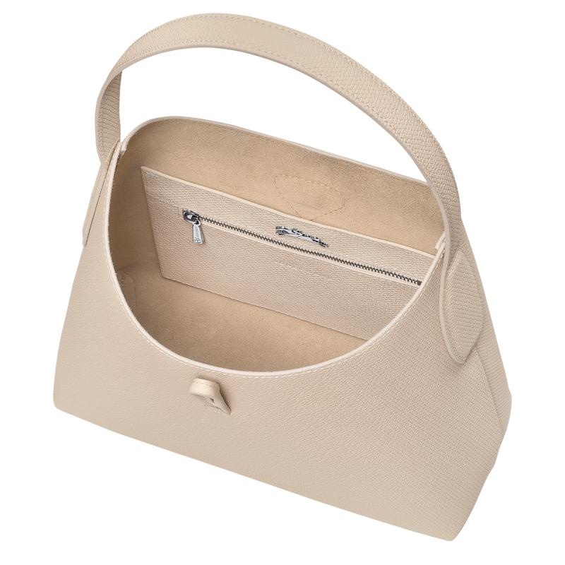 Borsa Hobo Donna Longchamp Roseau M Bianche | JPQRB-1843