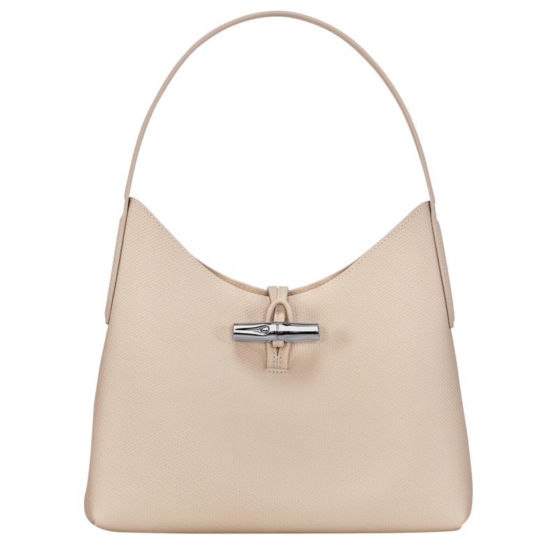 Borsa Hobo Donna Longchamp Roseau M Bianche | JPQRB-1843