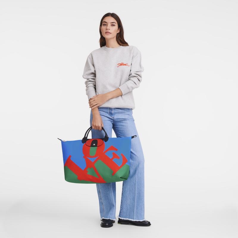 Borse Da Viaggio Donna Longchamp x Robert Indiana Red/Navy | RCYHM-9542