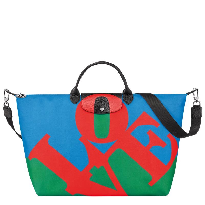 Borse Da Viaggio Donna Longchamp x Robert Indiana Red/Navy | RCYHM-9542