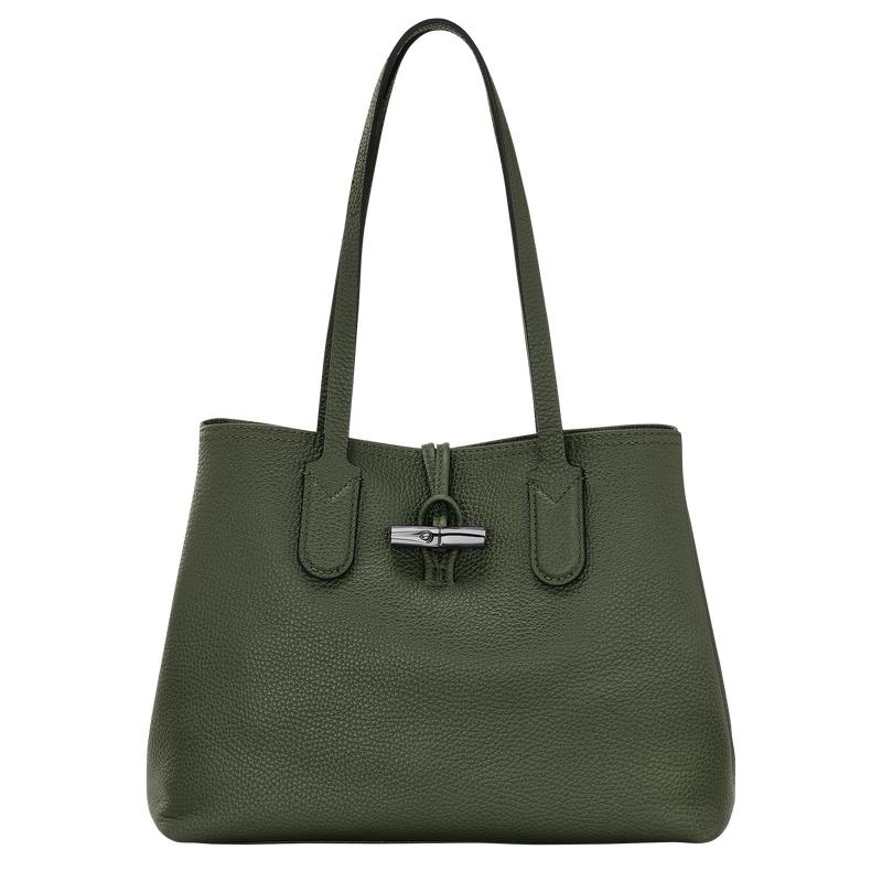 Borse Tote Donna Longchamp Roseau Essential M Khaki | TFXJY-0394