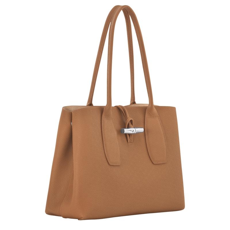 Borse Tote Donna Longchamp Roseau L Marroni | NBHKE-9657