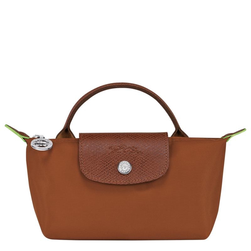 Pochette Donna Longchamp Le Pliage Green with handle Marroni | LWZCX-9273