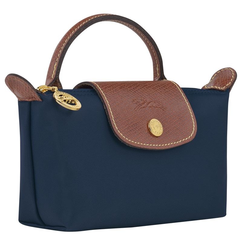 Pochette Donna Longchamp Le Pliage Original with handle Blu Marino | DYUBJ-9520