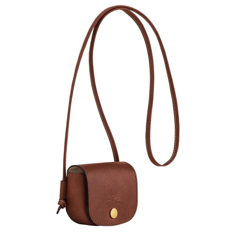 Portamonete Donna Longchamp Épure with leather lace Marroni | PROBD-3415